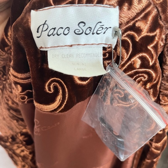 Paco Soler Velvet Long Trench Coat VINTAGE DESIGNER - Picture 3 of 6